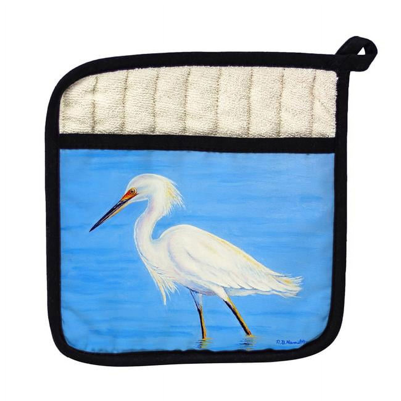Picture of Betsy Drake PT1087 Stalking Snowy Egret Pot Holder