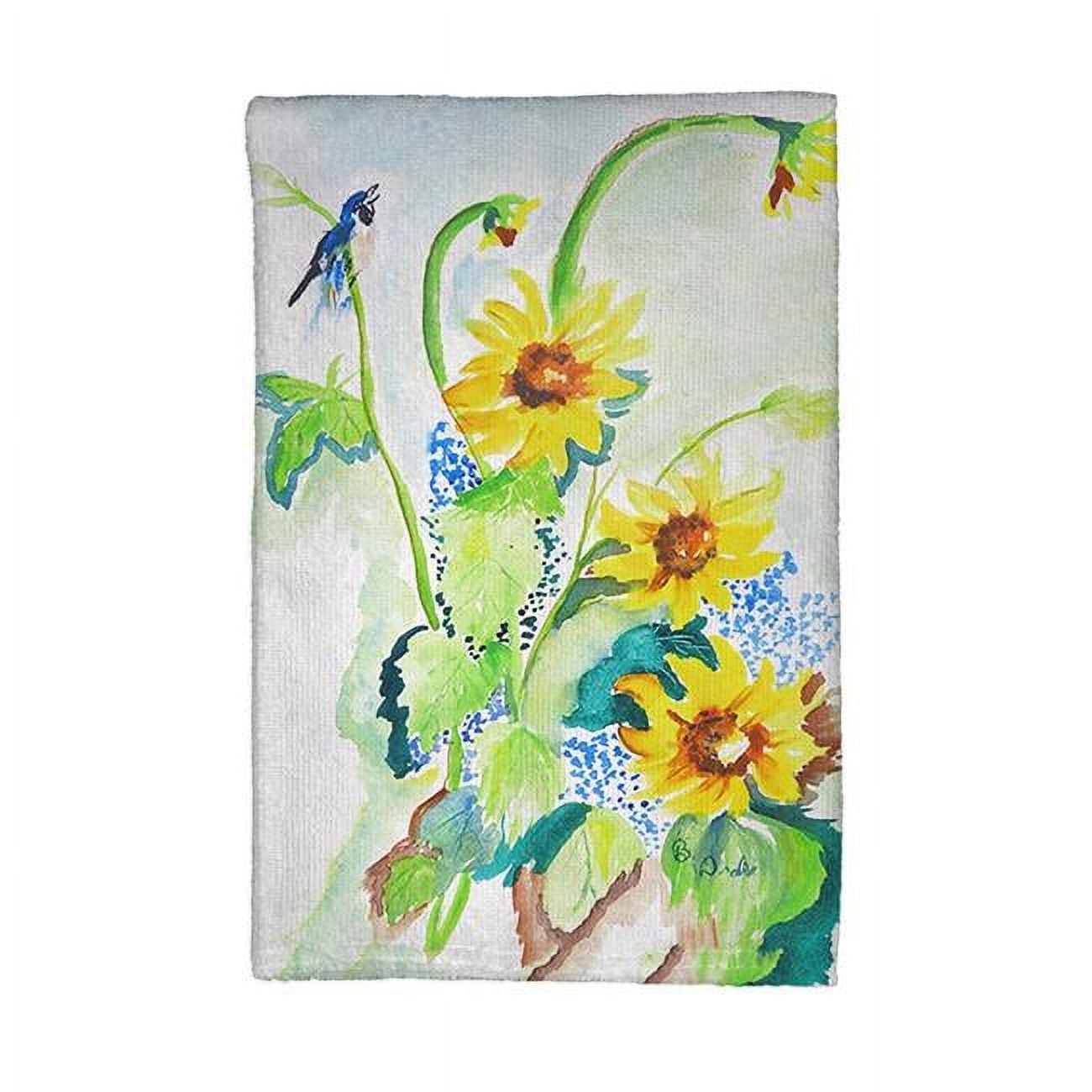 Picture of Betsy Drake KT1049 Sunflower & Bird Kitchen Towel