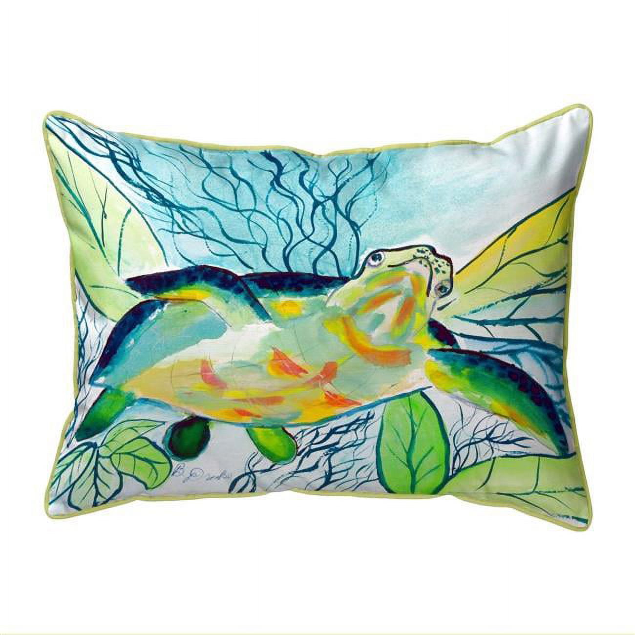 11 x 14 in. Smiling Sea Turtle Small Indoor & Outdoor Pillow