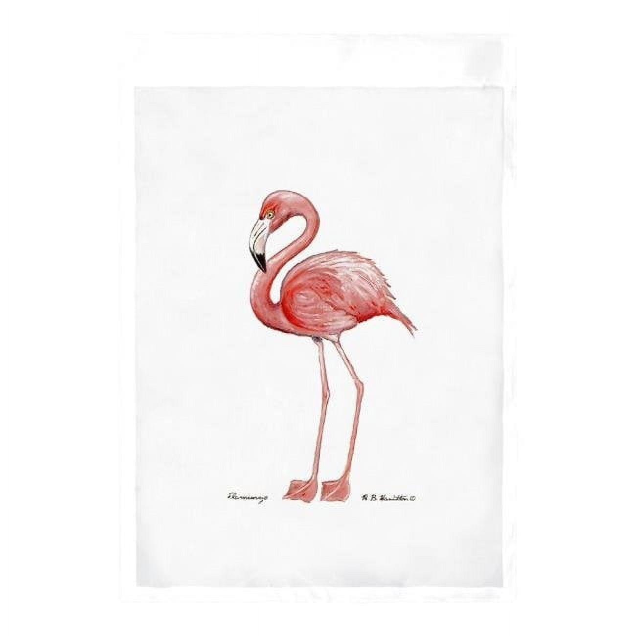 12.5 x 18 in. Flamingo on White Flag
