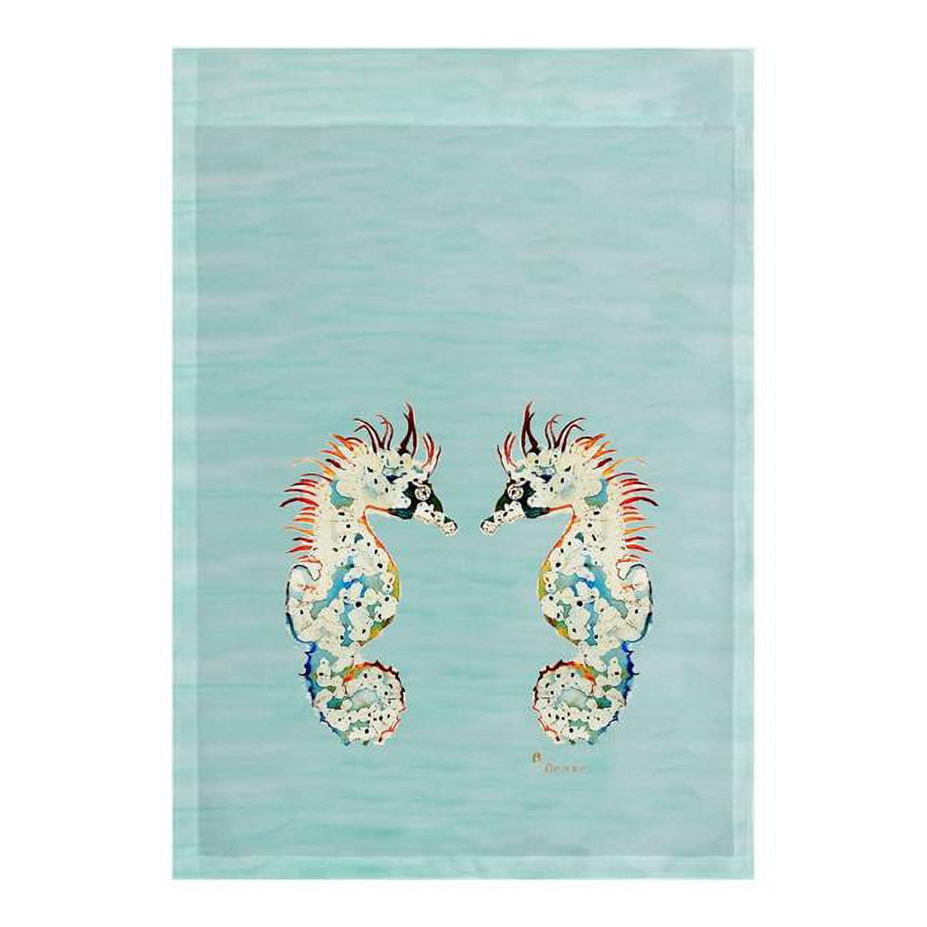12.5 x 18 in. Aqua Betsys Seahorses Flag