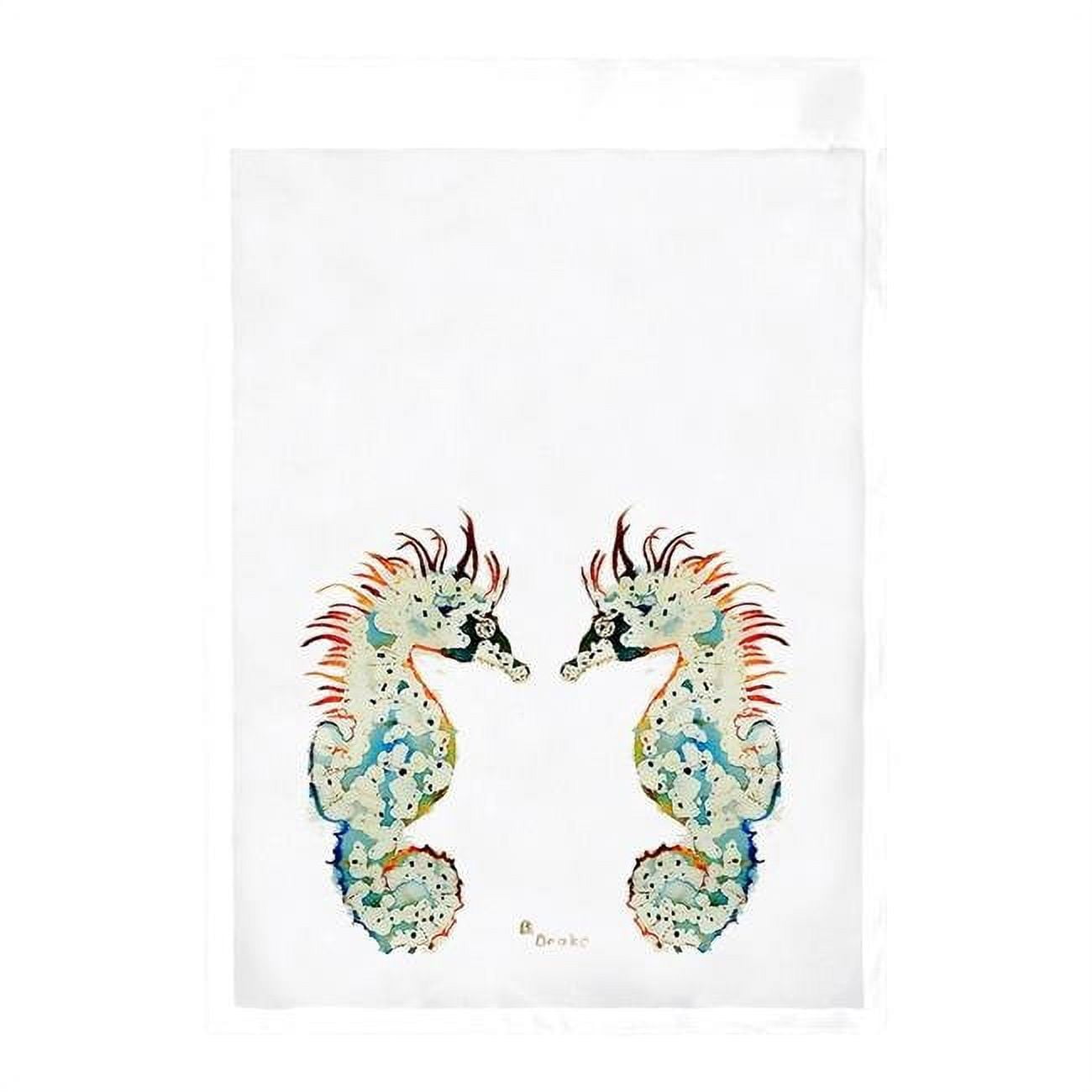 12.5 x 18 in. Betsys Seahorses on White Flag