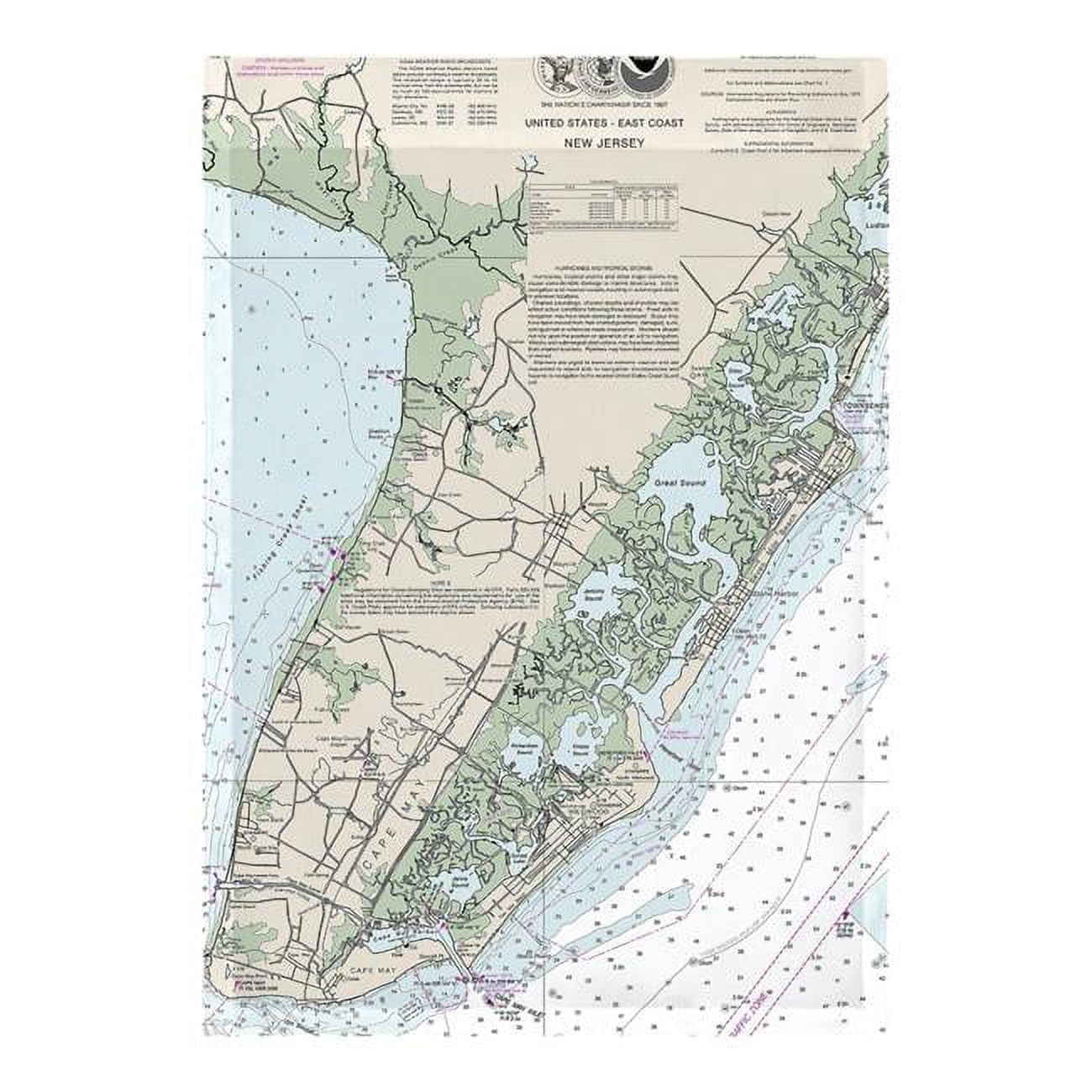 12.5 x 18 in. Cape May Peninsula, NJ Nautical Map Flag