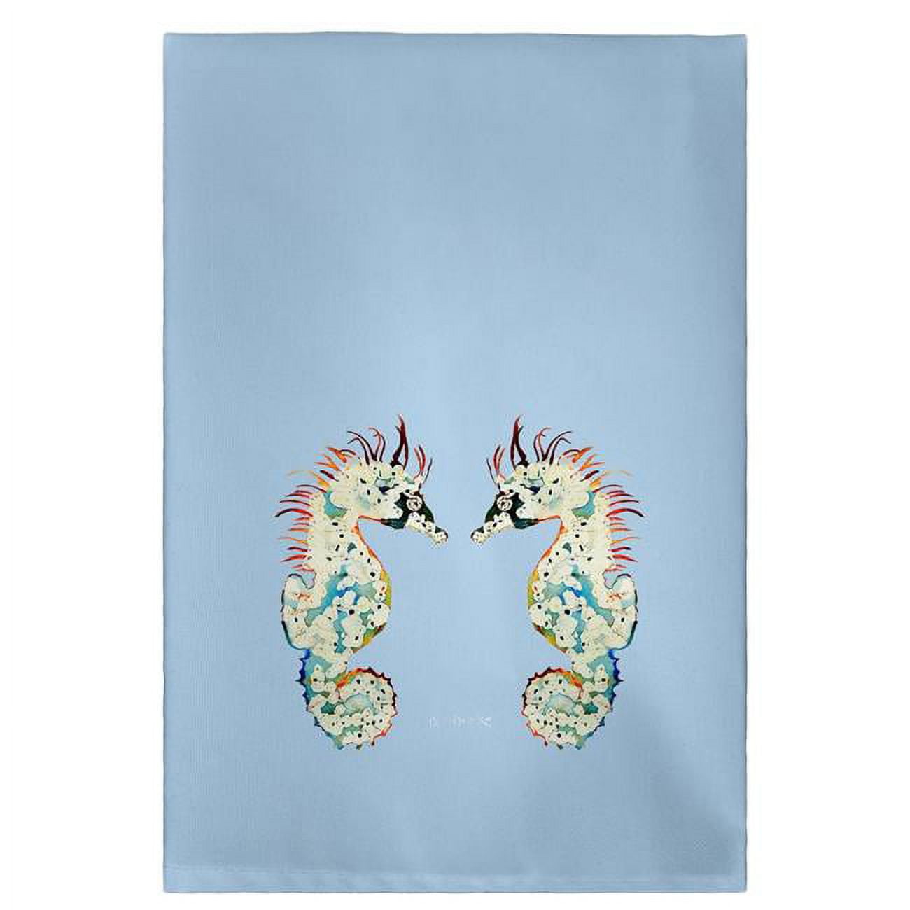Picture of Betsy Drake GT388B Betsys Seahorses on Light Blue Guest Towel