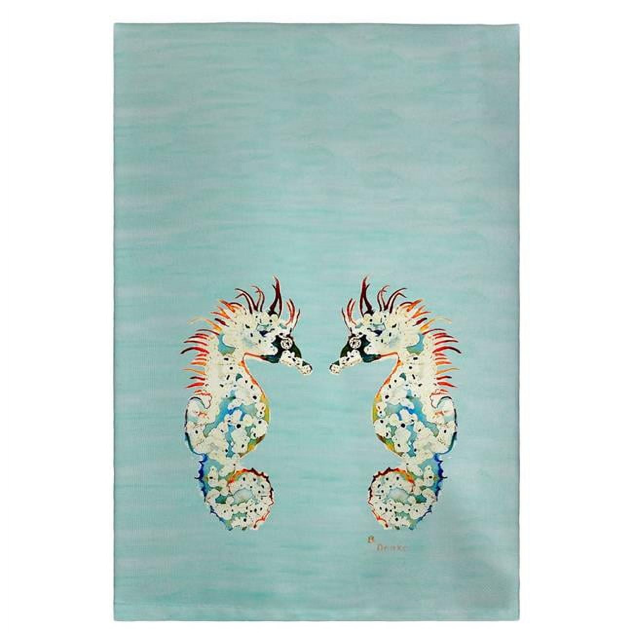 Picture of Betsy Drake GT388C Aqua Betsys Seahorses Guest Towel