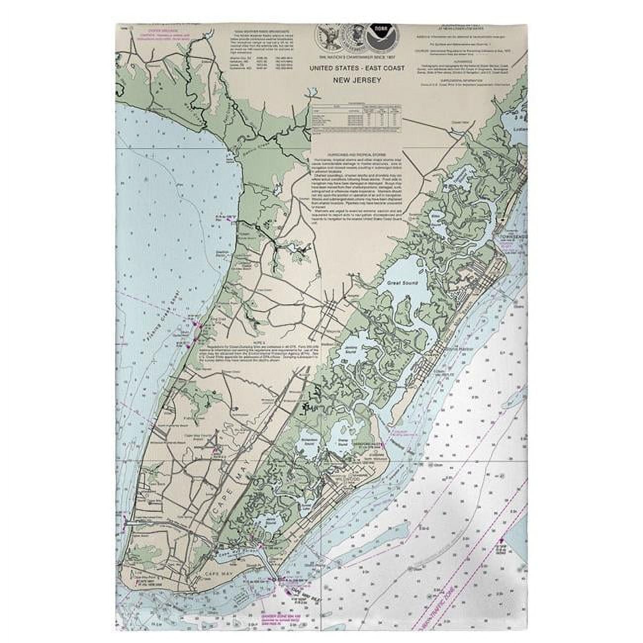 Picture of Betsy Drake GT396 Cape May Peninsula, NJ Nautical Map Guest Towel