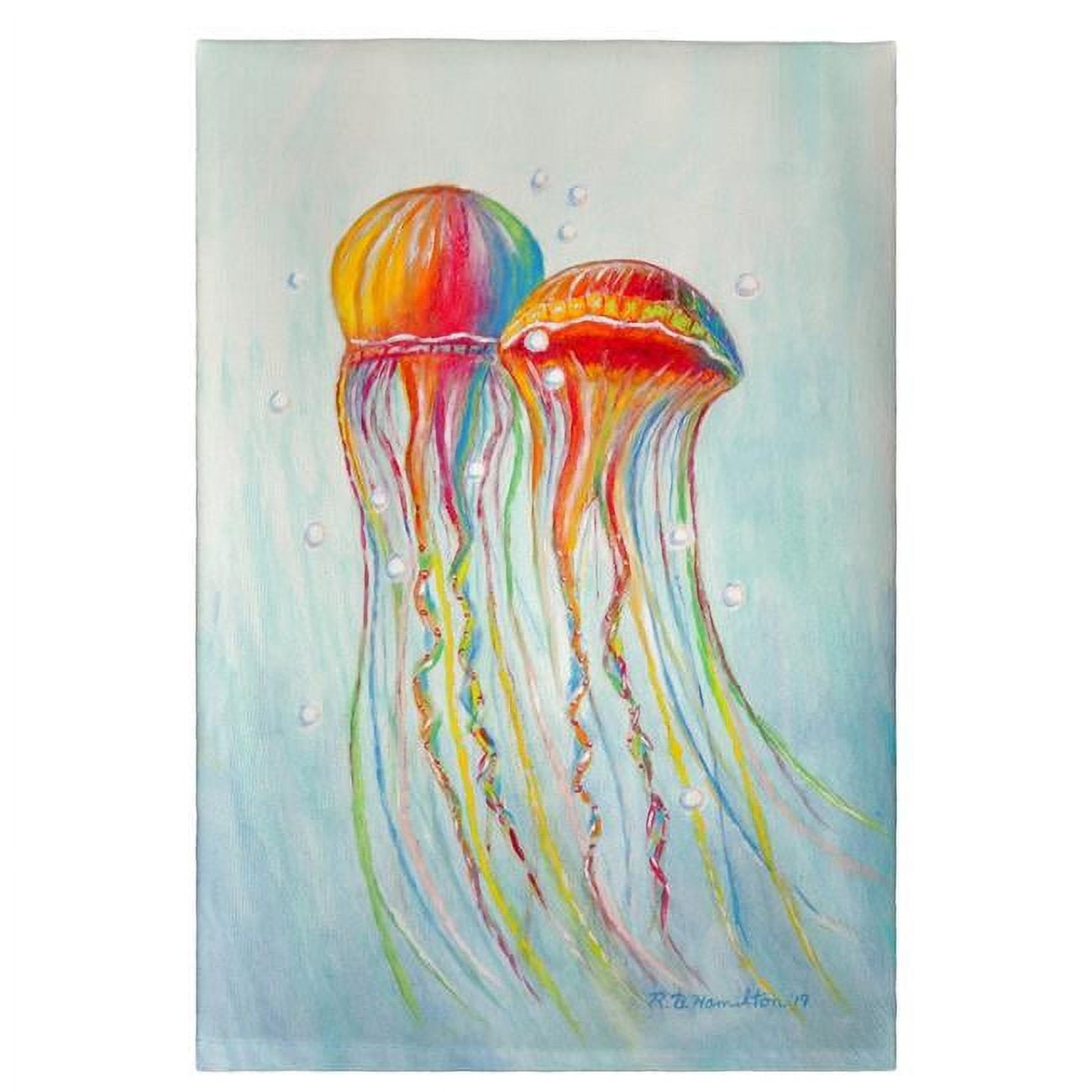 Picture of Betsy Drake GT1095 Colorful Jellyfish Guest Towel
