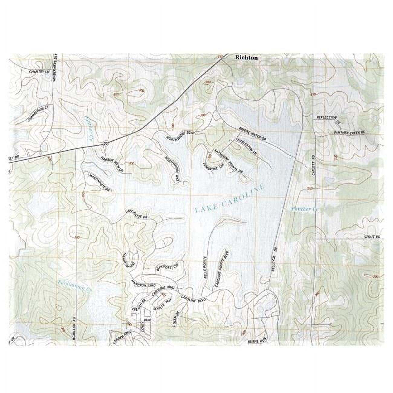 Picture of Betsy Drake PM856 Lake Caroline, MS Nautical Map Place Mat - Set of 4