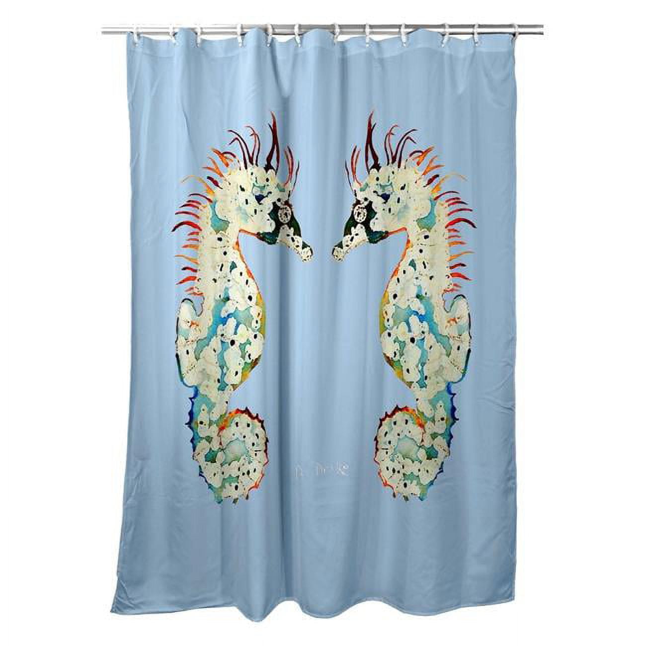 SH388B Betsys Seahorses Light Blue Shower Curtain