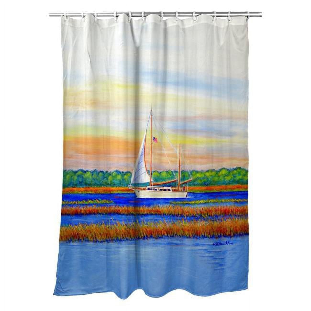 SH1075 Marsh Sailing Shower Curtain