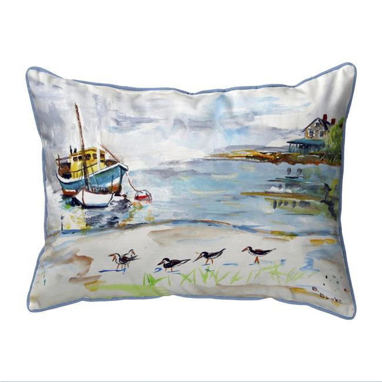 11 x 14 in. Boat & Sandpipers Small Indoor & Outdoor Pillow