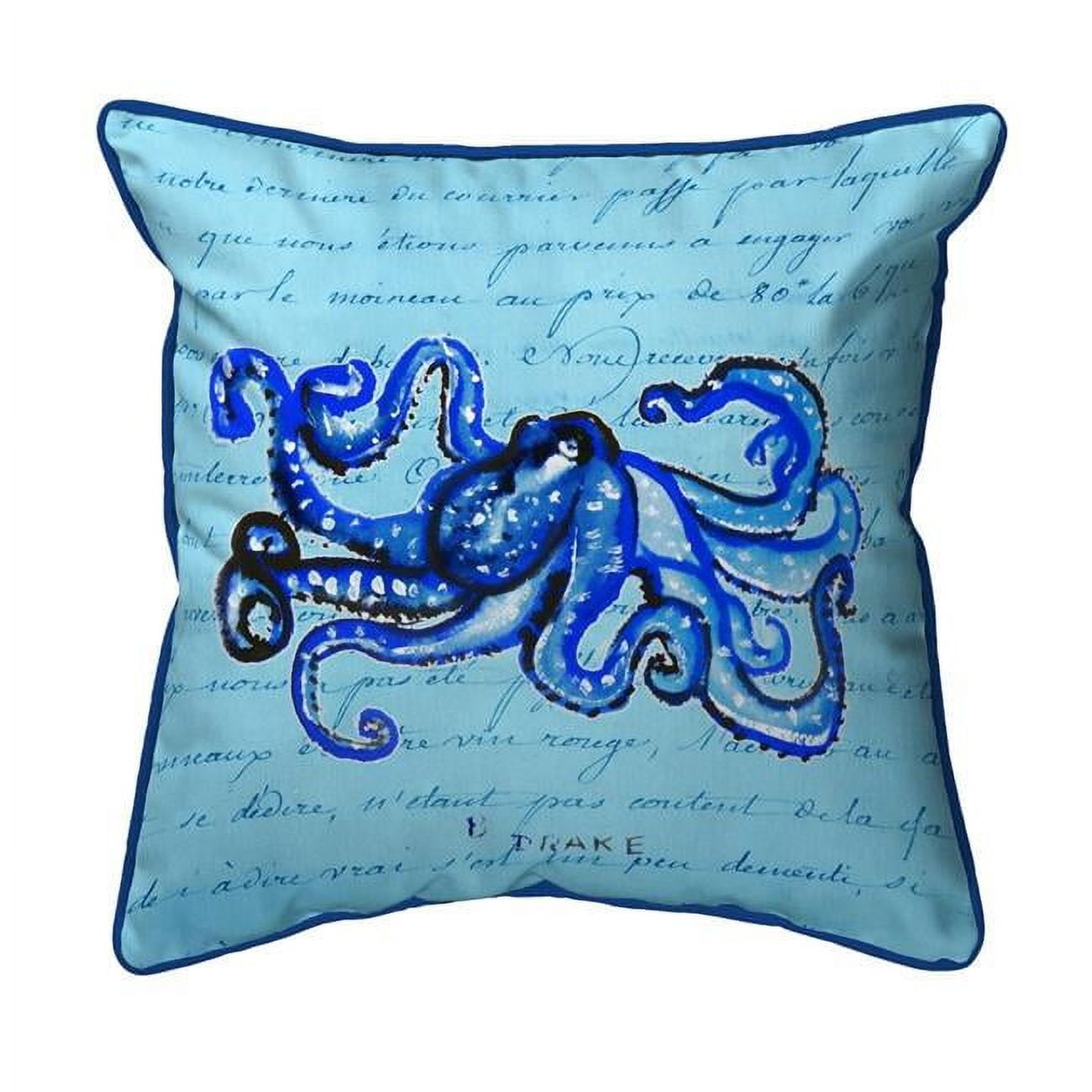12 x 12 in. Blue Script Octopus Small Indoor & Outdoor Pillow