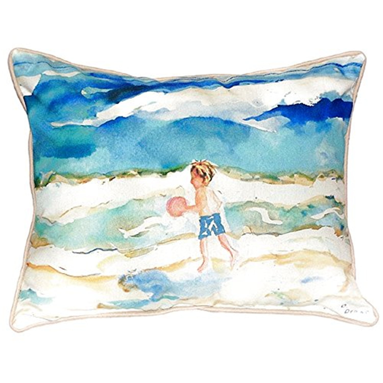 11 x 14 in. Boy & Ball Small Indoor & Outdoor Pillow