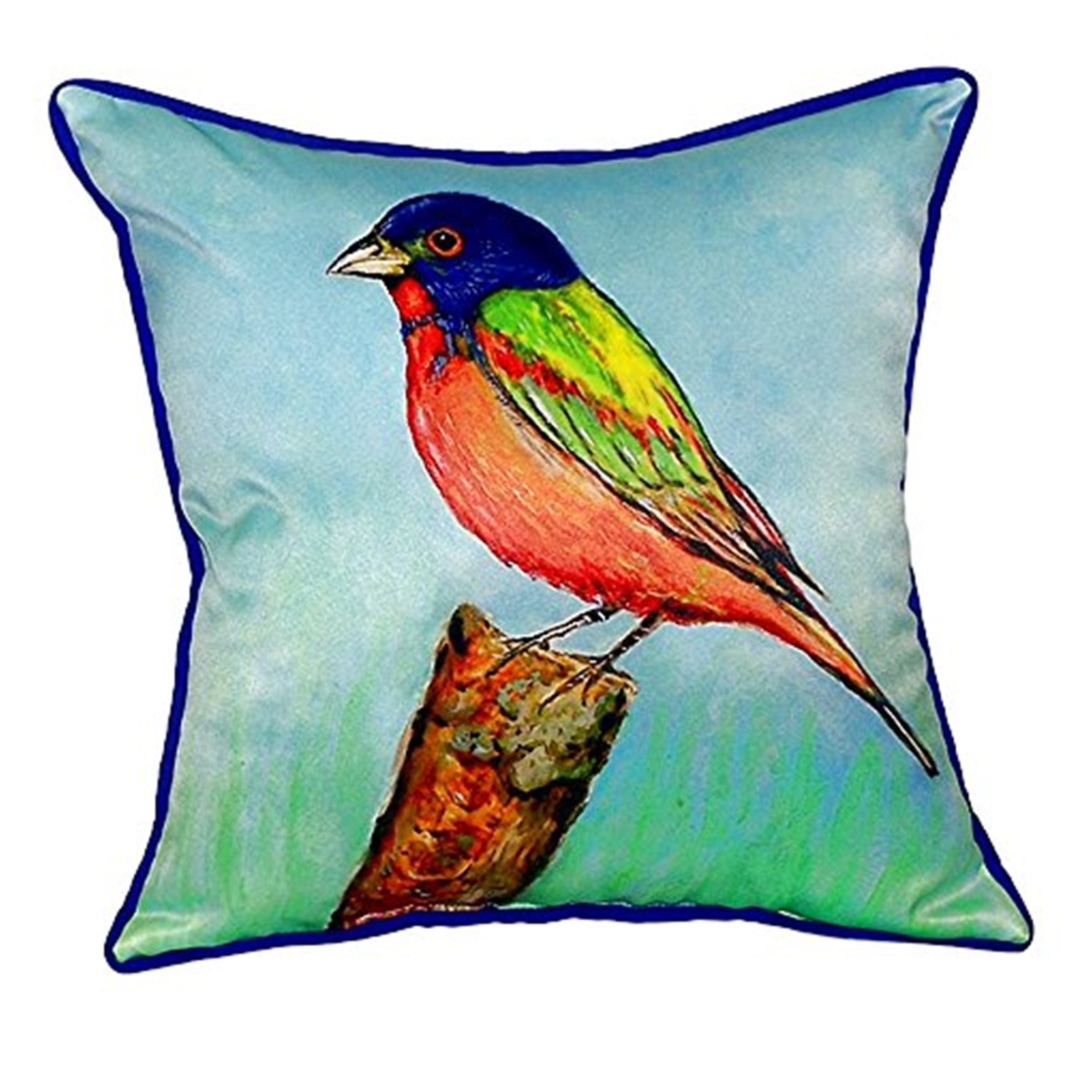 12 x 12 in. Painted Bunting Small Indoor & Outdoor Pillow