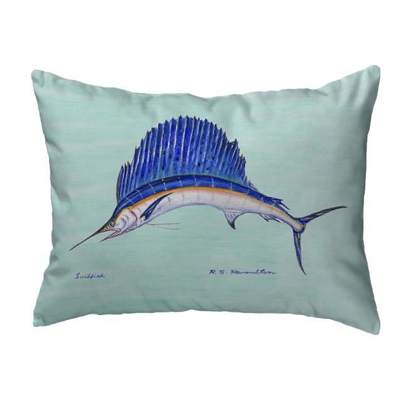 11 x 14 in. Sailfish Teal Small No-Cord Pillow