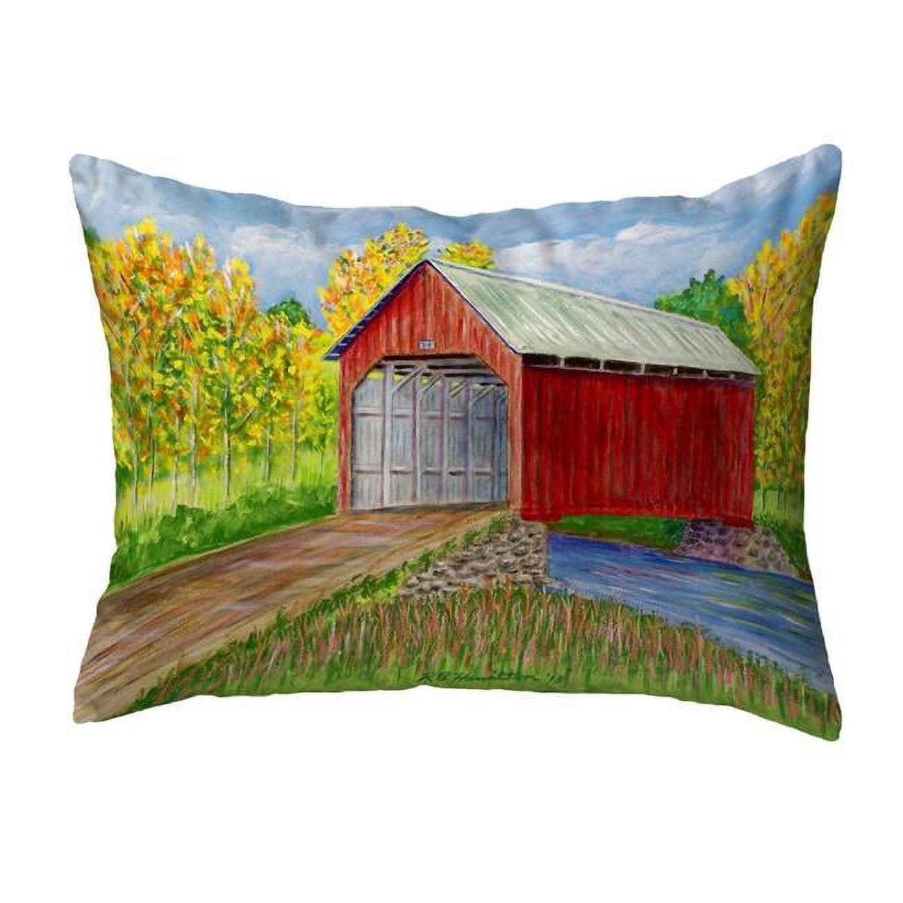 KS028 11 x 14 in. Dicks Covered Bridge Small No-Cord Pillow
