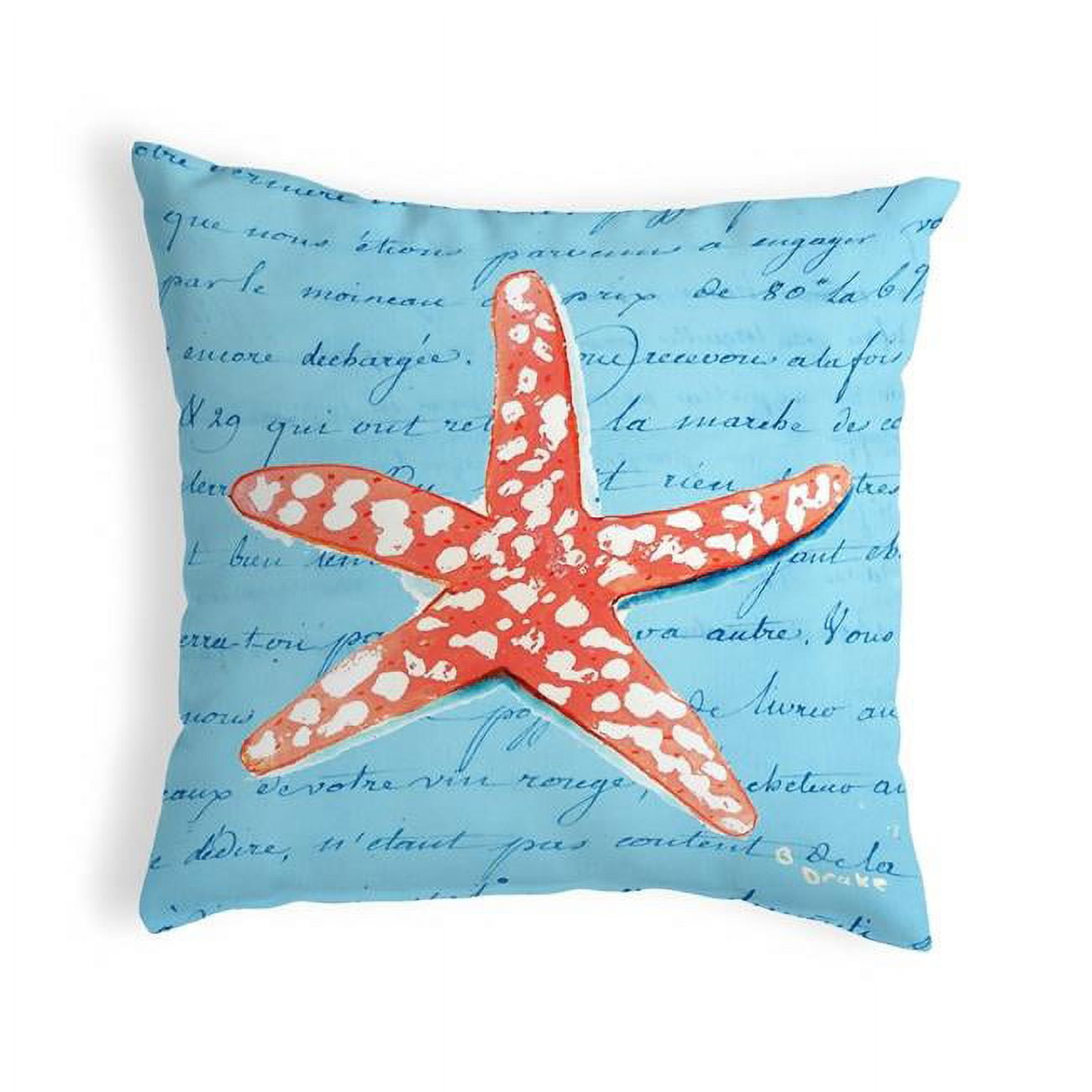 12 x 12 in. Coral Starfish Blue Small No-Cord Pillow