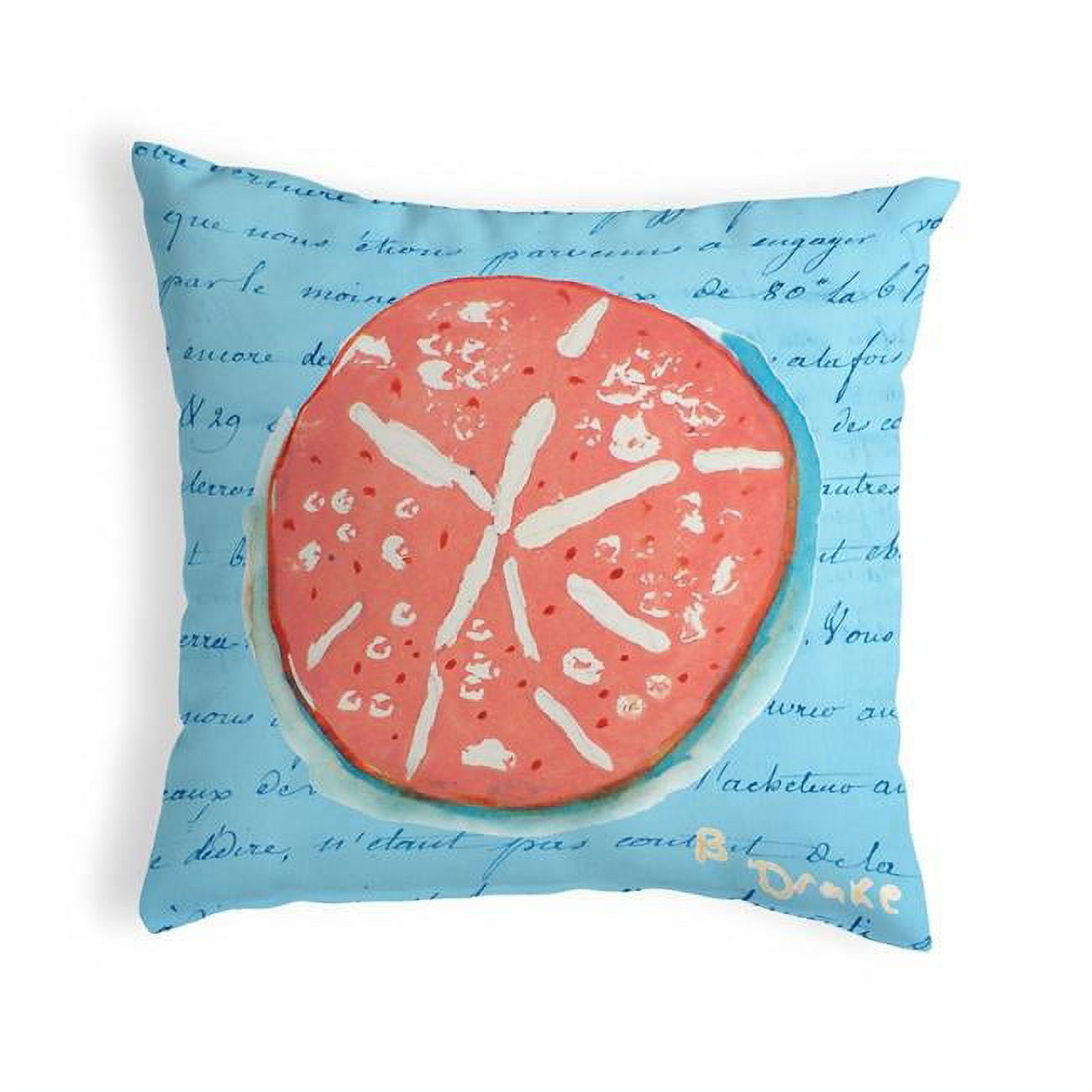 12 x 12 in. Coral Sand Dollar Blue Small No-Cord Pillow