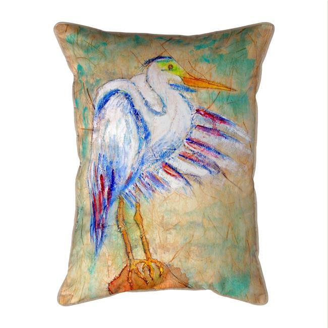 11 x 14 in. Egret on Rice Small Indoor & Outdoor Pillow