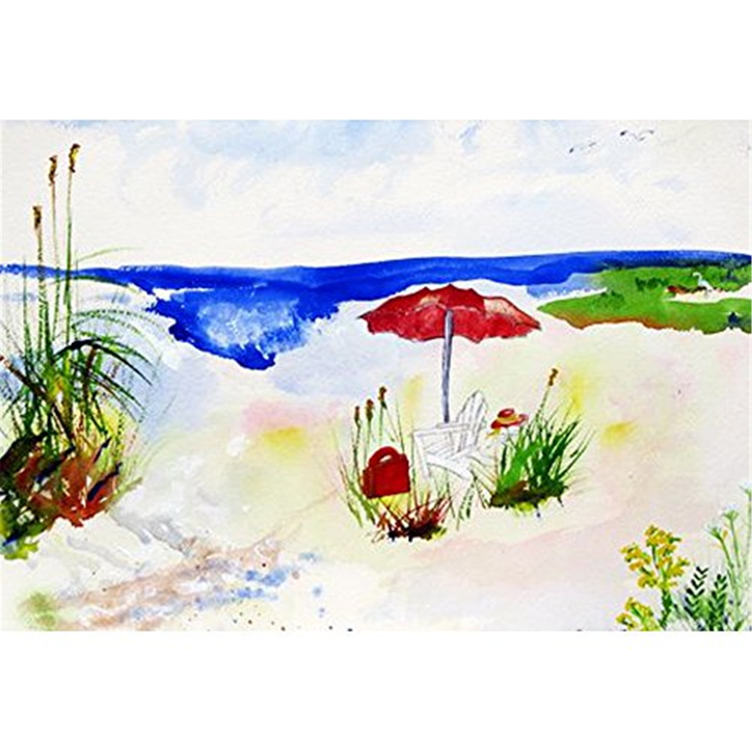24 x 30 in. Red Beach Umbrella Outdoor Wall Hanging