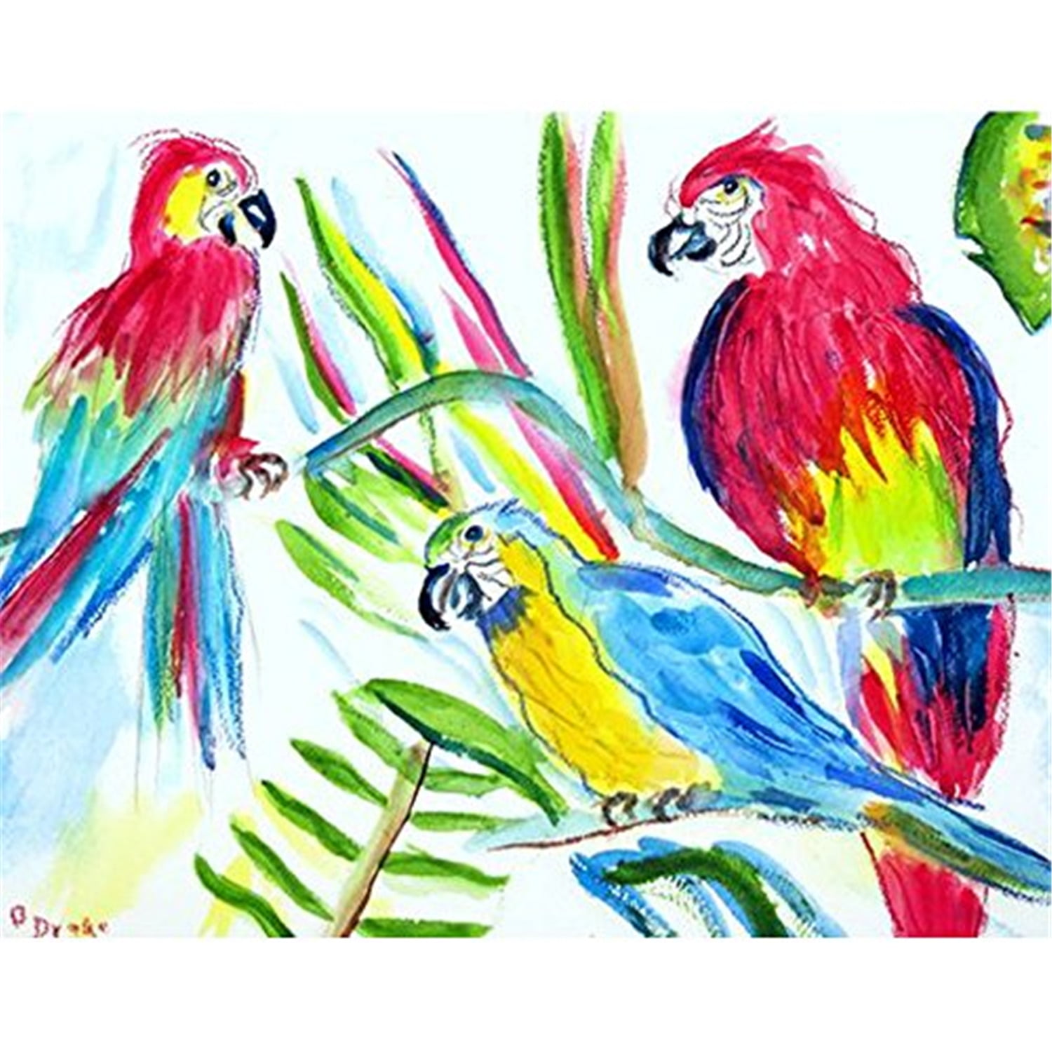 24 x 30 in. Three Parrots Outdoor Wall Hanging