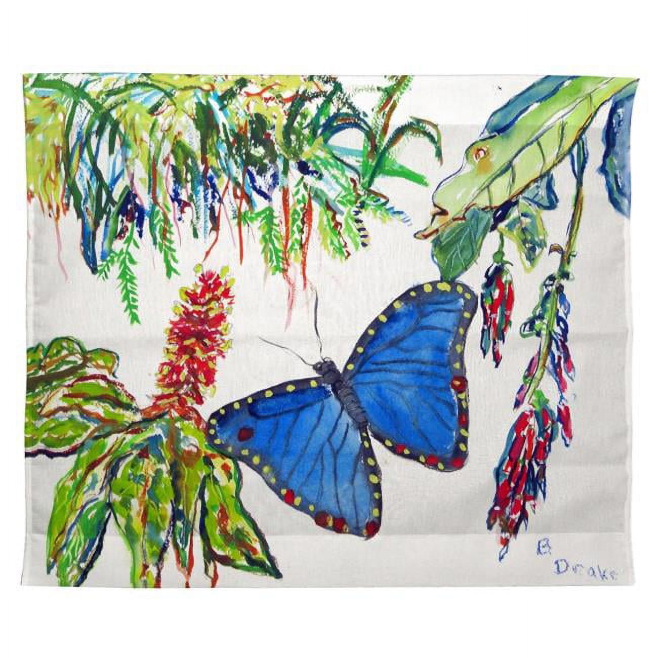 24 x 30 in. Morpho & Flowers Outdoor Wall Hanging