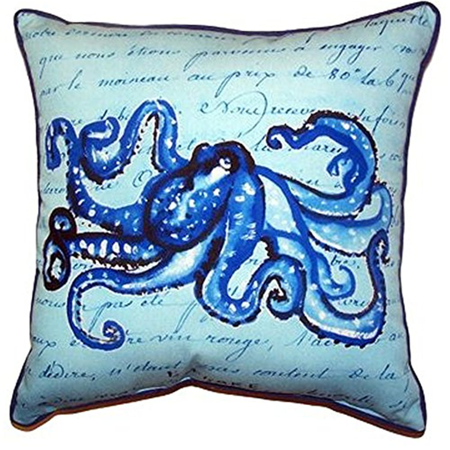 ZP534 22 x 22 in. Blue Script Octopus Extra Large Zippered Pillow