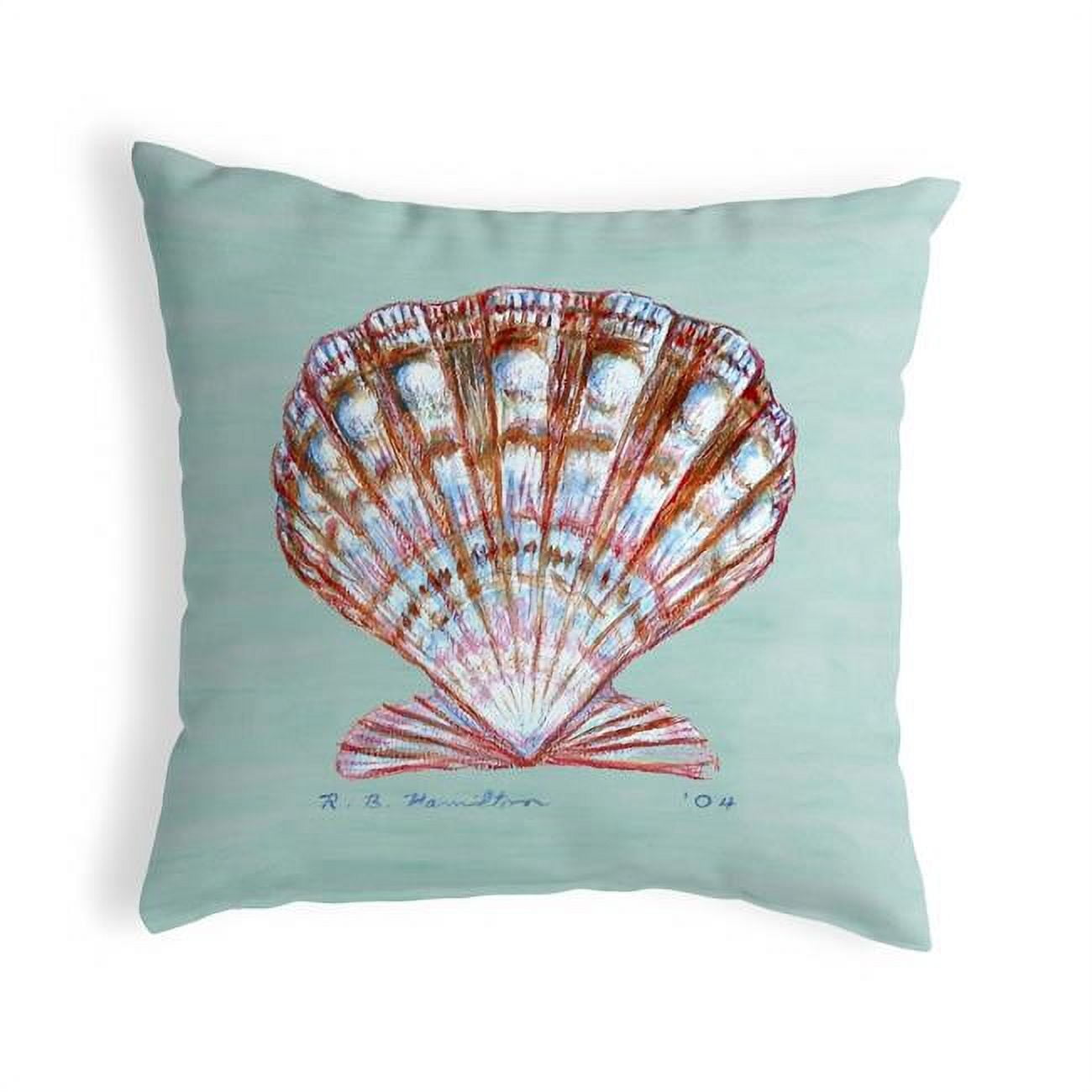 12 x 12 in. Scallop Shell Teal Small No-Cord Pillow