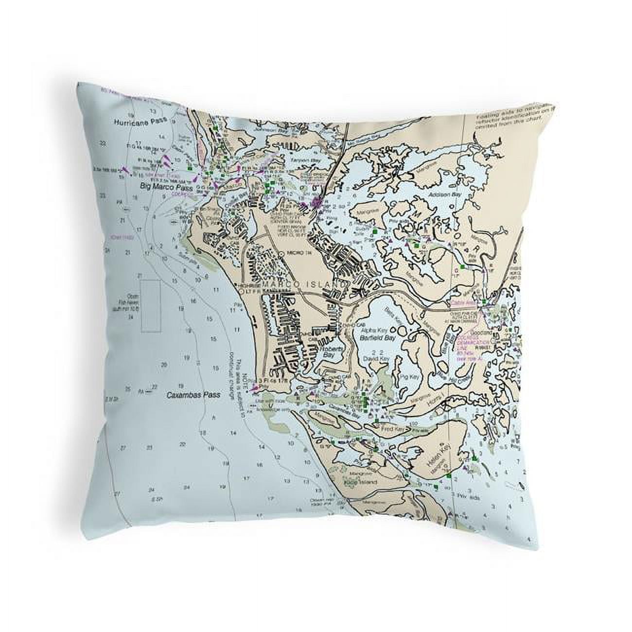 KS11429MI 12 x 12 in. Marco Island, FL Nautical Map Non-Corded Indoor & Outdoor Pillow
