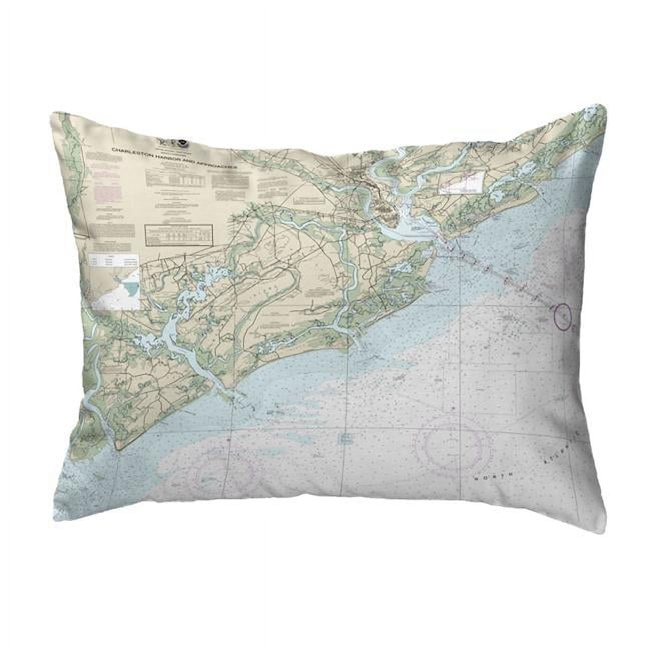 11 x 14 in. Charleston Harbor & Approaches, SC Nautical Map Non-Corded Indoor & Outdoor Pillow -  JensenDistributionServices, MI2816436
