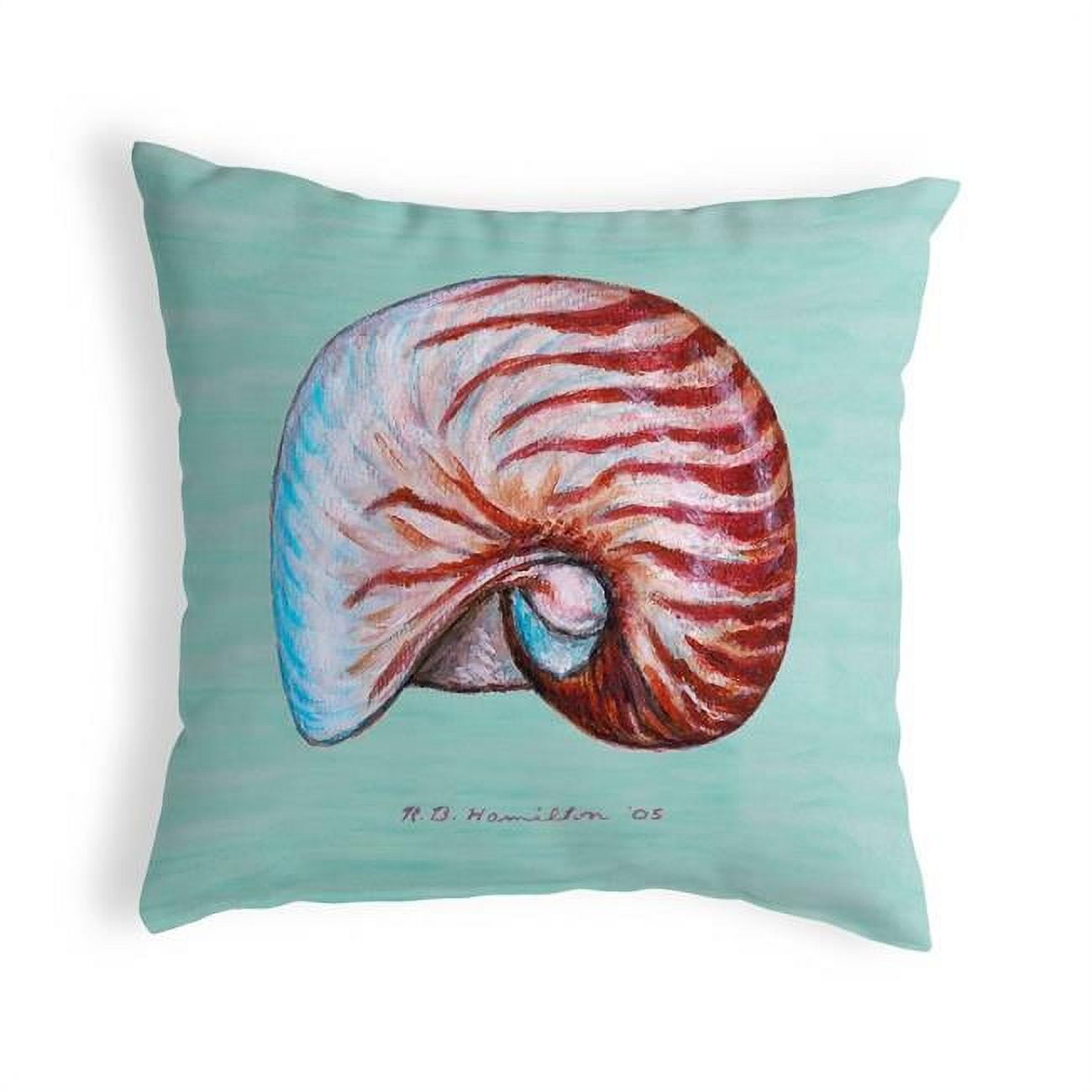 12 x 12 in. Nautilus Shell Teal Small No-Cord Pillow