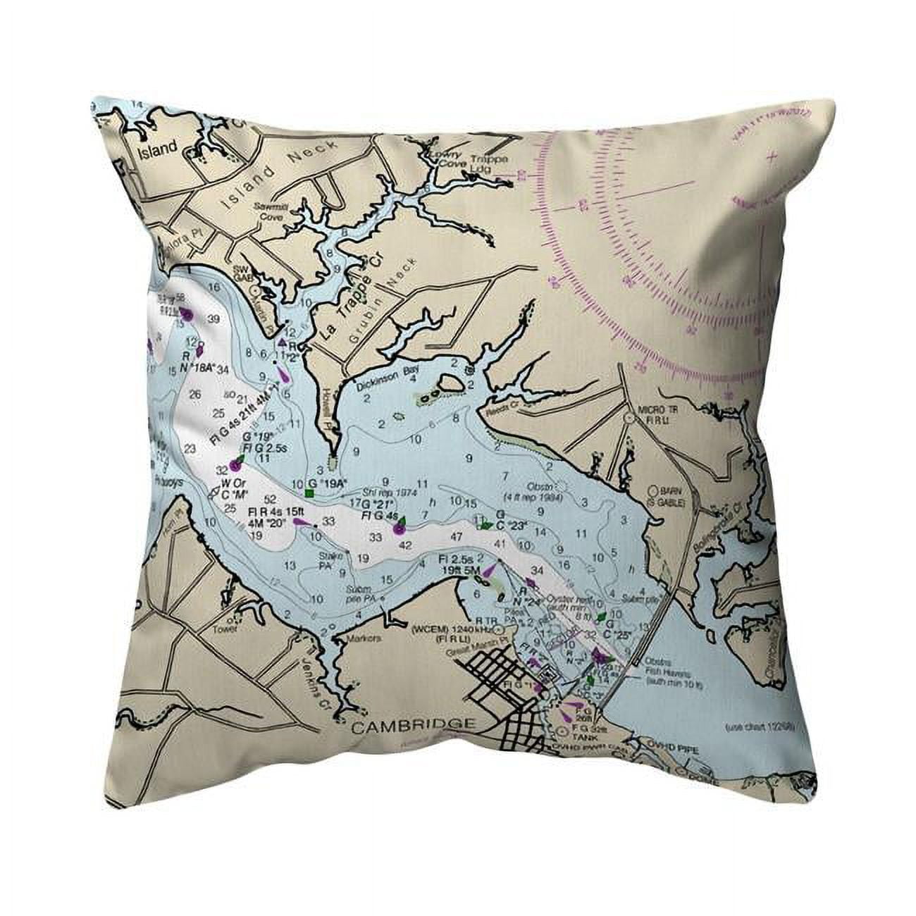 12 x 12 in. Cambridge, MD Nautical Map Non-Corded Indoor & Outdoor Pillow