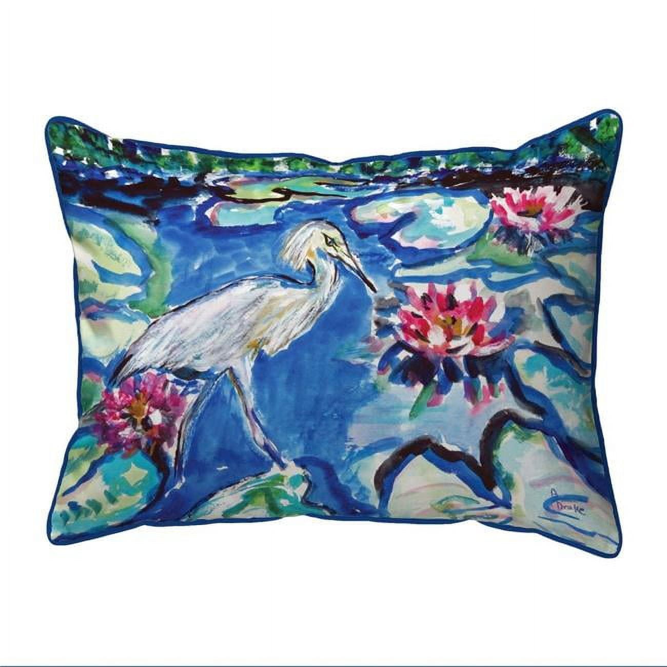 20 x 24 in. Heron & Waterlilies Extra Large Zippered Pillow