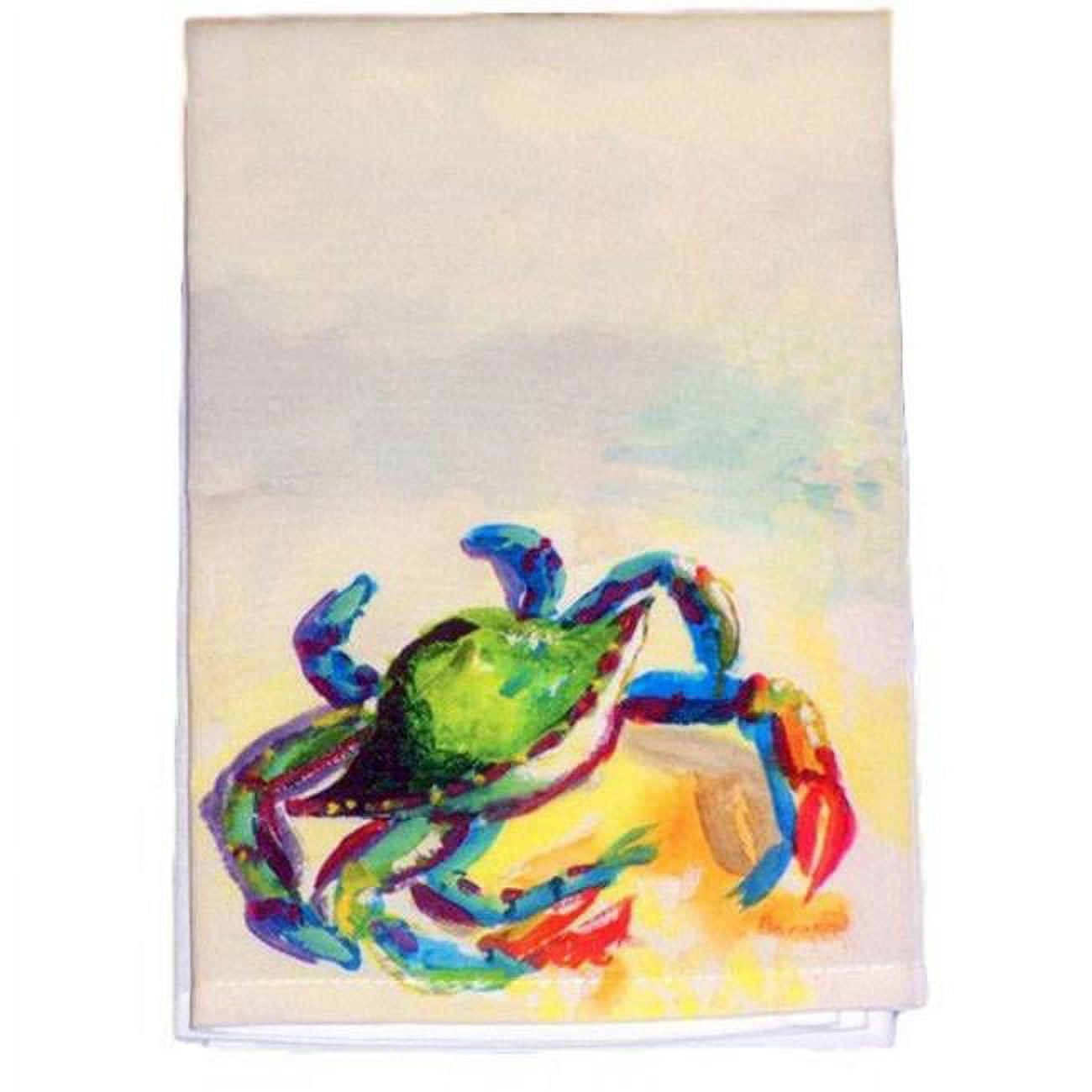 Picture of Betsy Drake GT267 Teal Crab Guest Towel