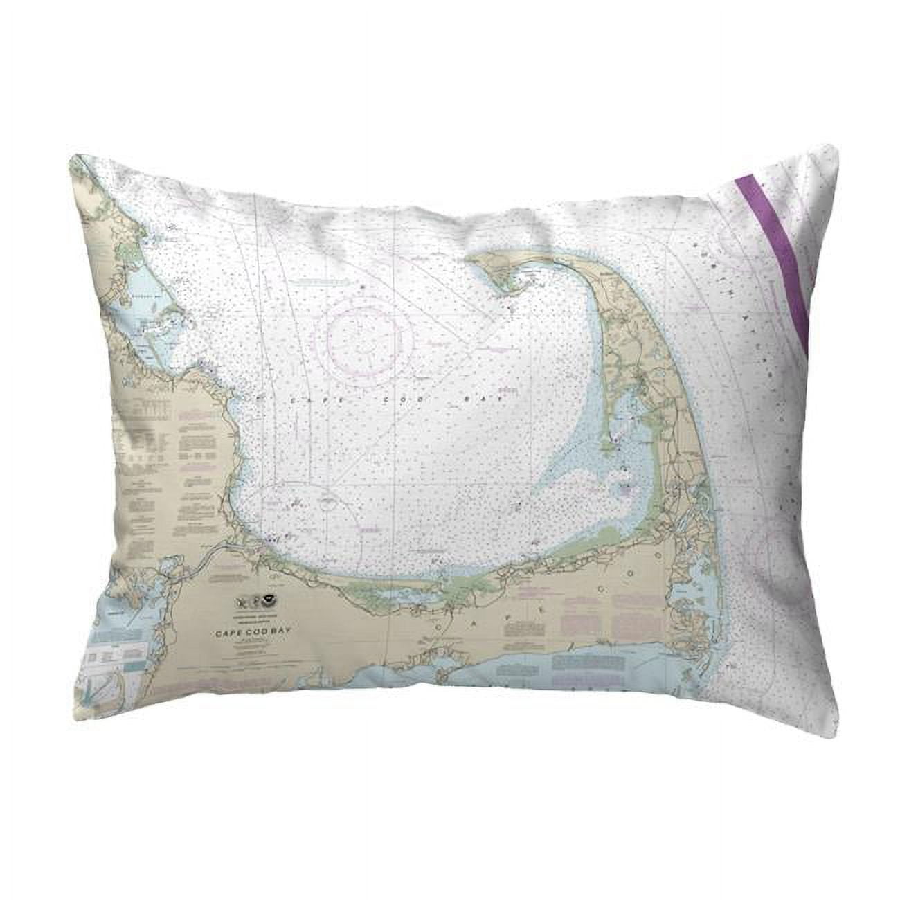 11 x 14 in. Cape Cod Bay, MA Nautical Map Non-Corded Indoor & Outdoor Pillow