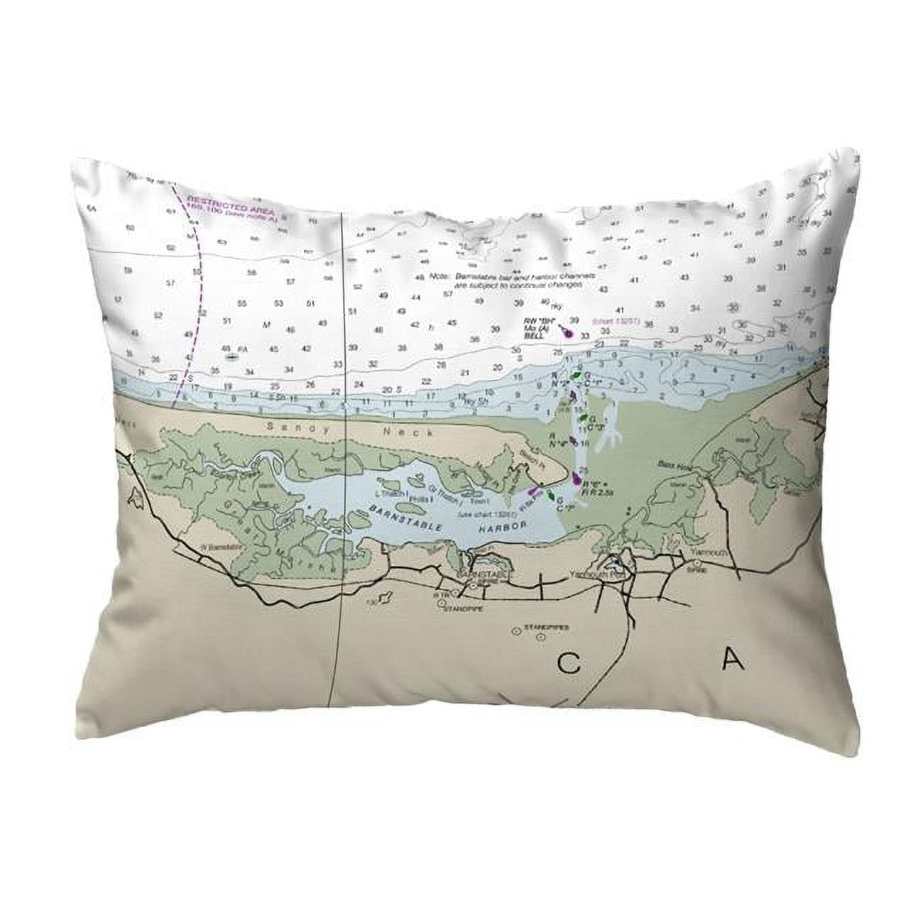 KS13246SN 11 x 14 in. Cape Cod - Sandy Neck, MA Nautical Map Non-Corded Indoor & Outdoor Pillow