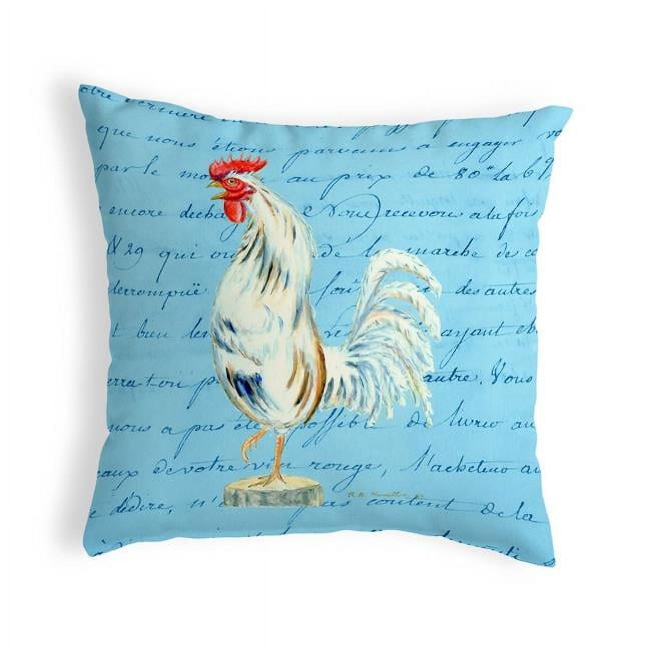 12 x 12 in. White Rooster Script Small No-Cord Pillow
