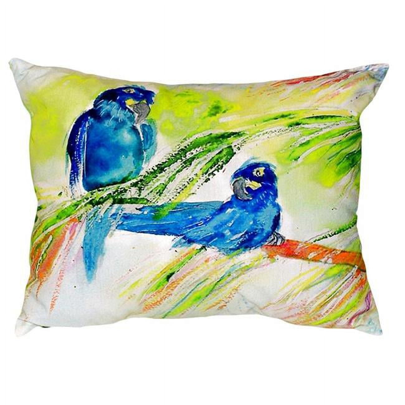 11 x 14 in. Two Blue Parrots Small No-Cord Pillow
