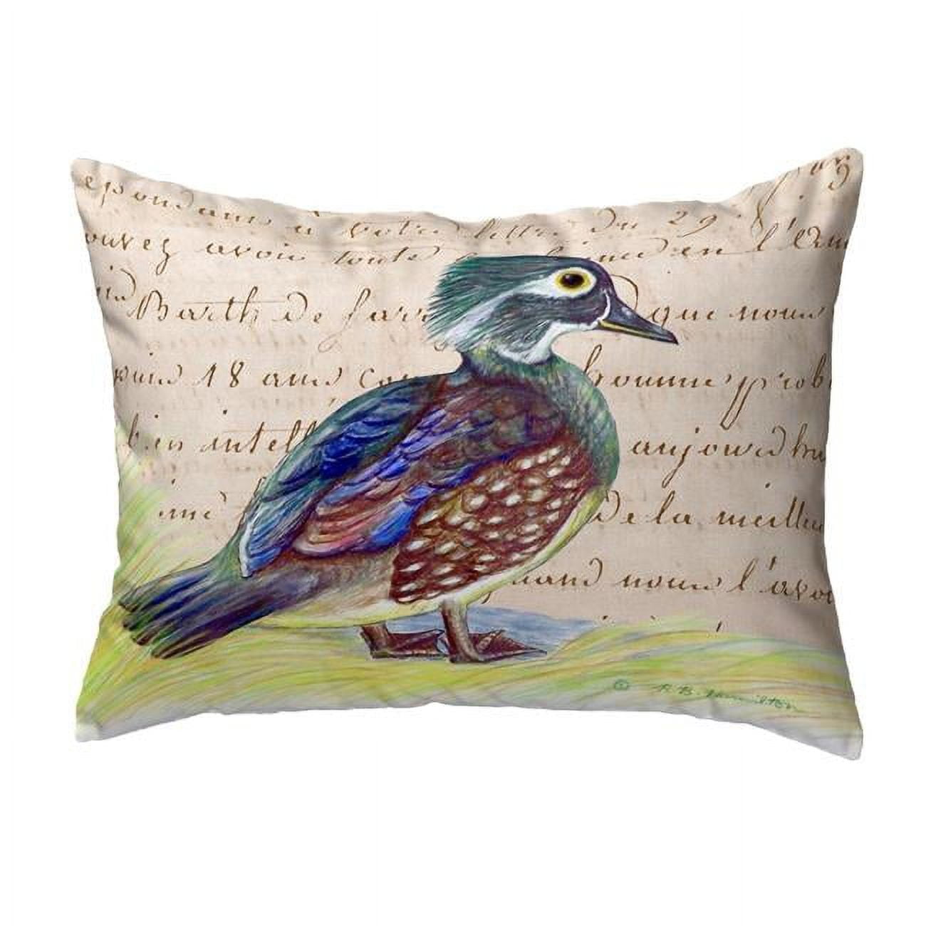 11 x 14 in. Female Wood Duck Script Small No-Cord Pillow