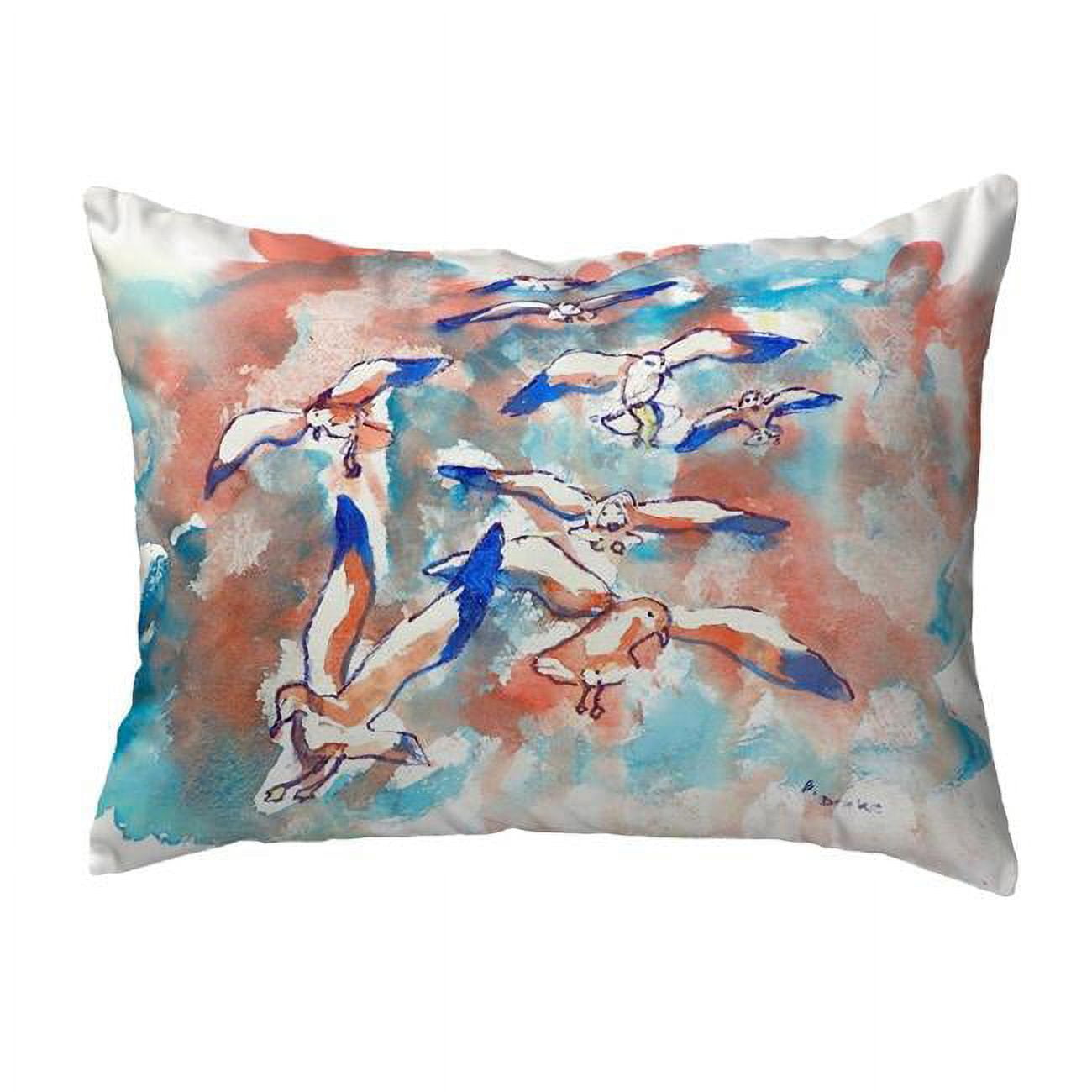 11 x 14 in. Gulls Flocking Small No-Cord Pillow