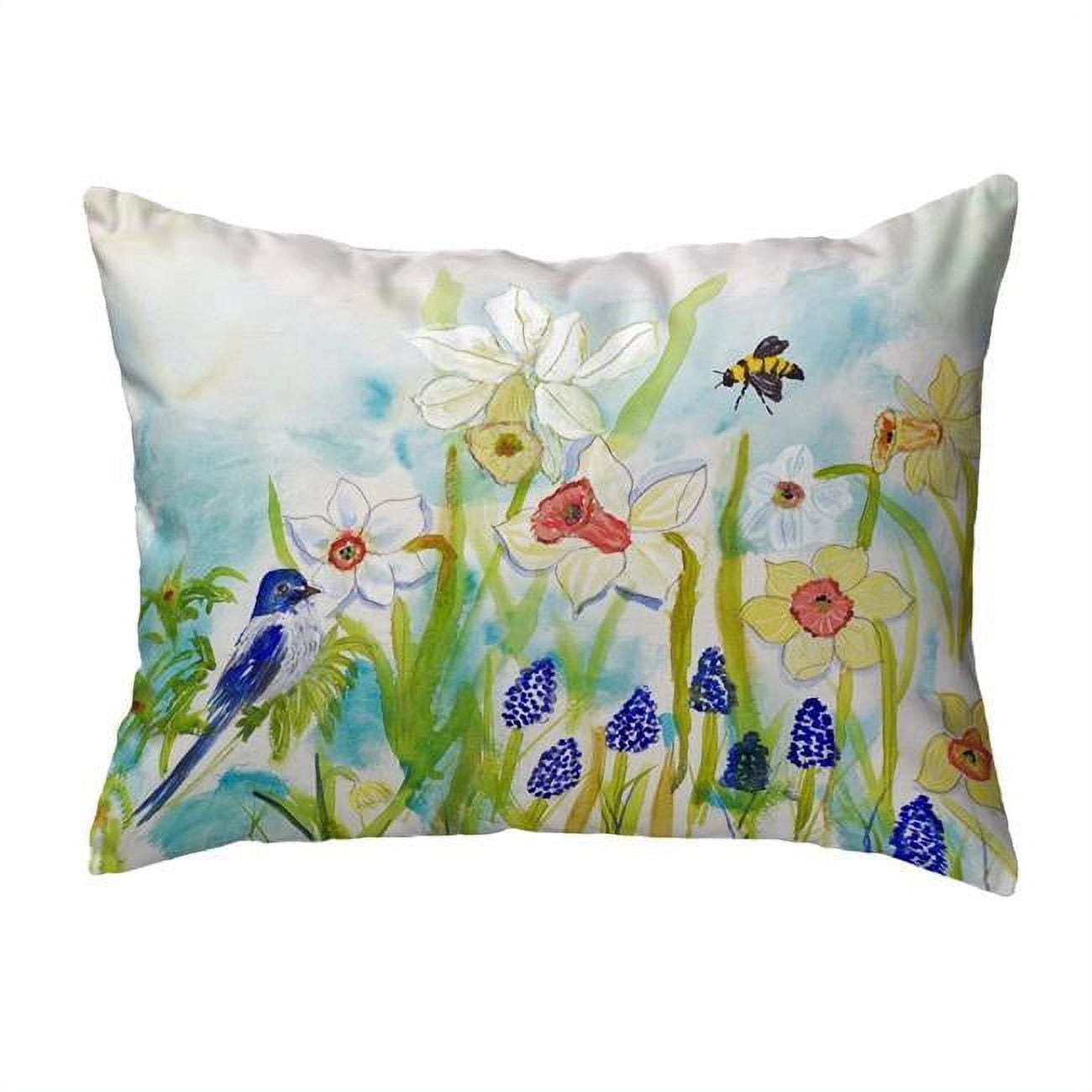 12 x 12 in. Bird & Daffodils Small No-Cord Pillow