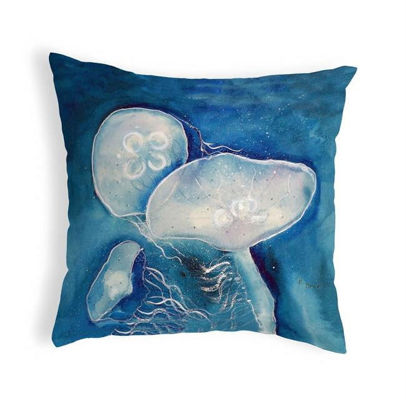 12 x 12 in. Blue Jellyfish Small No-Cord Pillow