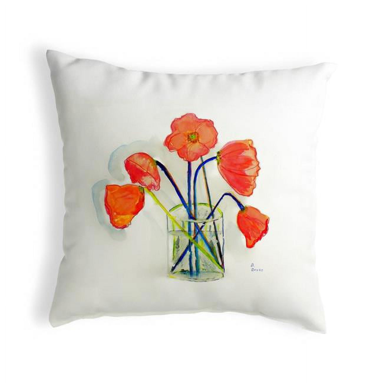 12 x 12 in. Poppies in Vase Small No-Cord Pillow