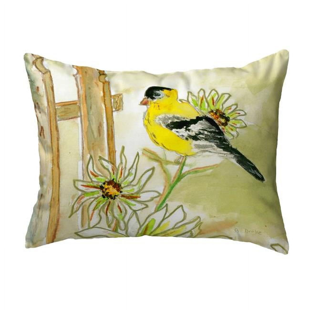 11 x 14 in. Betsys Goldfinch Small No-Cord Pillow