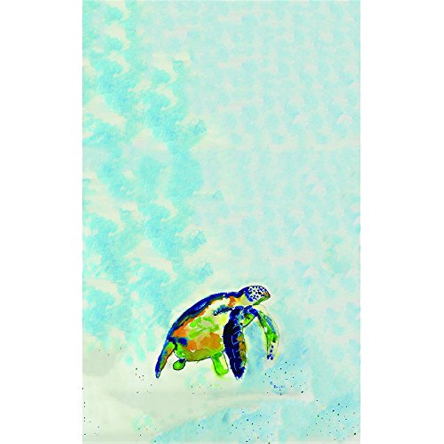 Picture of Betsy Drake KT134 Blue Sea Turtle Kitchen Towel