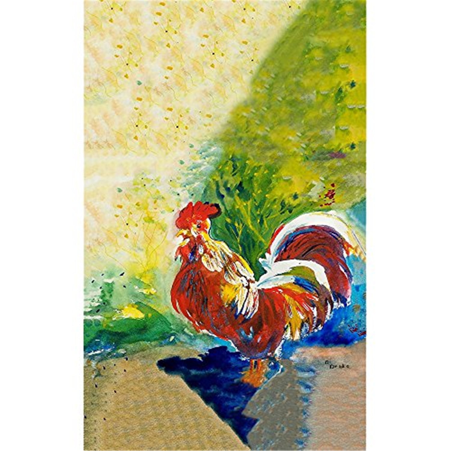 Picture of Betsy Drake KT144 Red Rooster Kitchen Towel