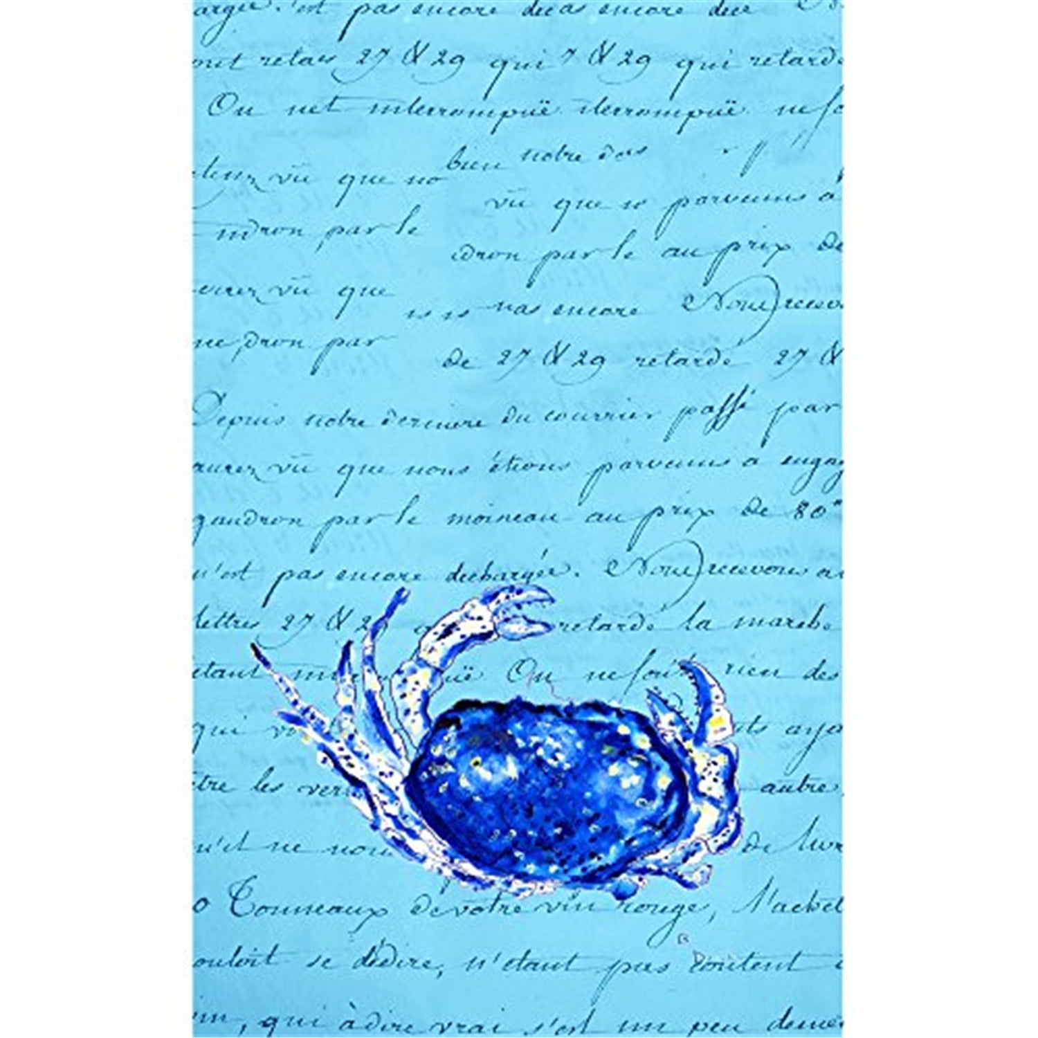 Picture of Betsy Drake KT351 Blue Script Crab Kitchen Towel