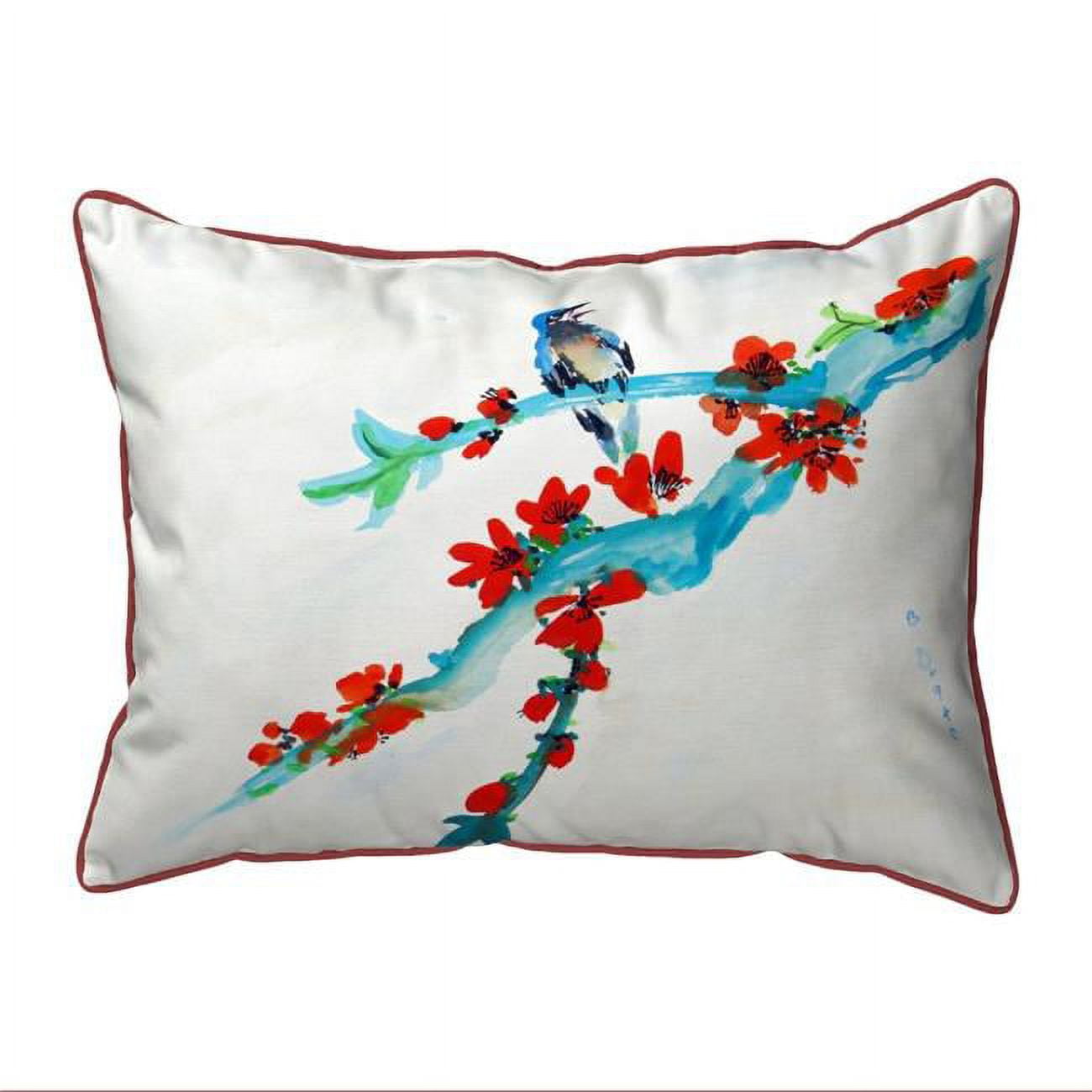 20 x 24 in. Red Buds & Bird Extra Large Pillow