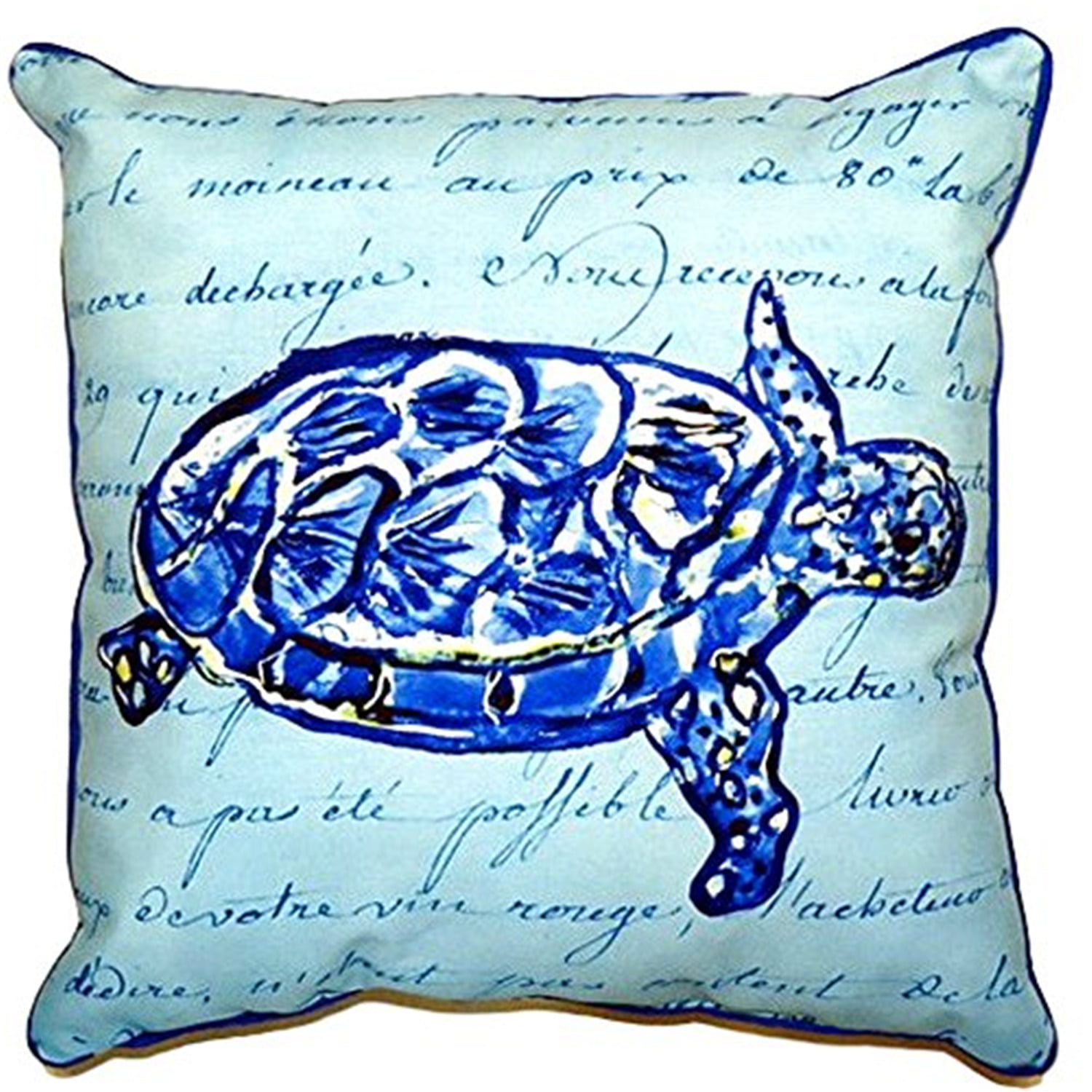 22 x 22 in. Sea Turtle Blue Script Extra Large Zippered Pillow