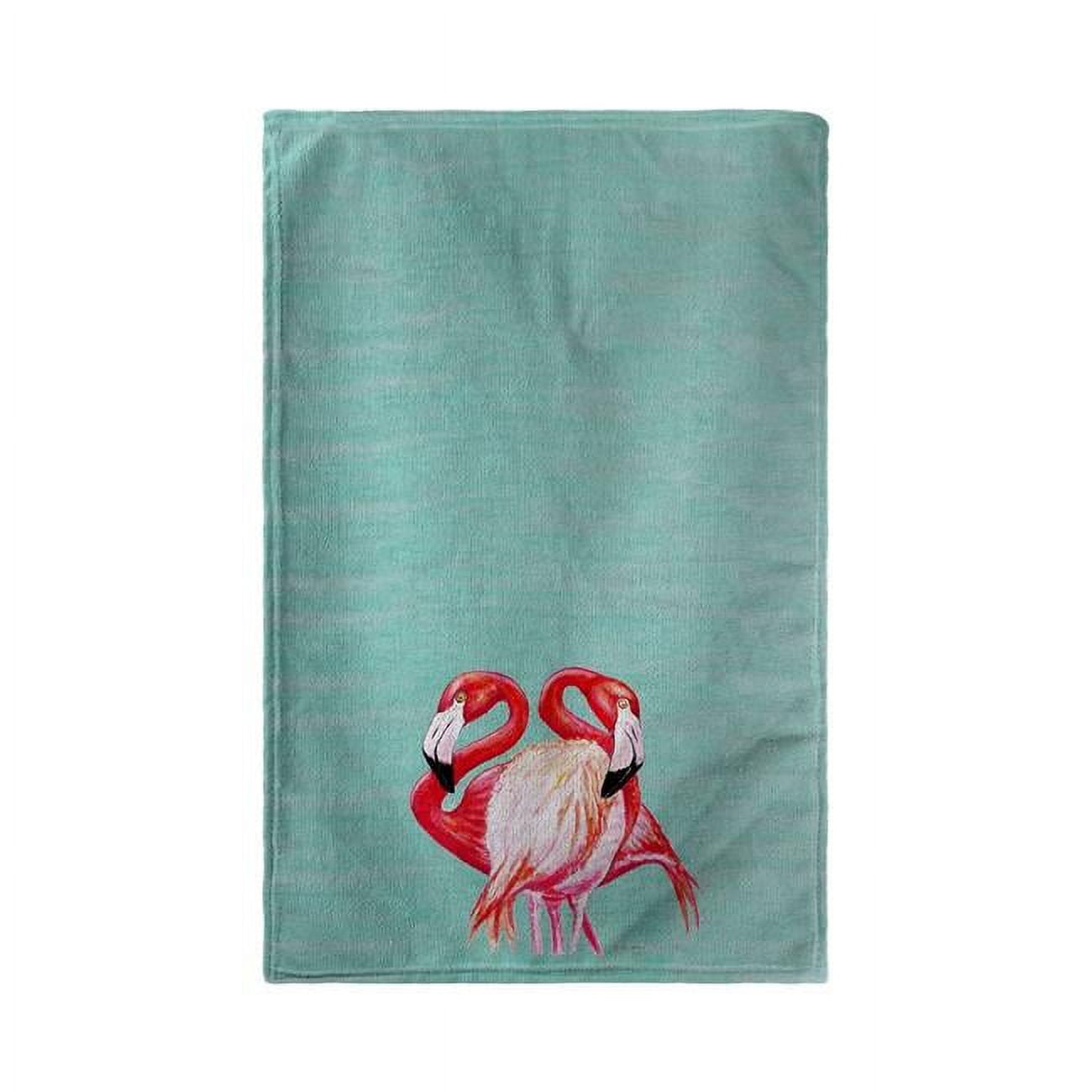 Picture of Betsy Drake KT384C Two Flamingos - Aqua Kitchen Towel